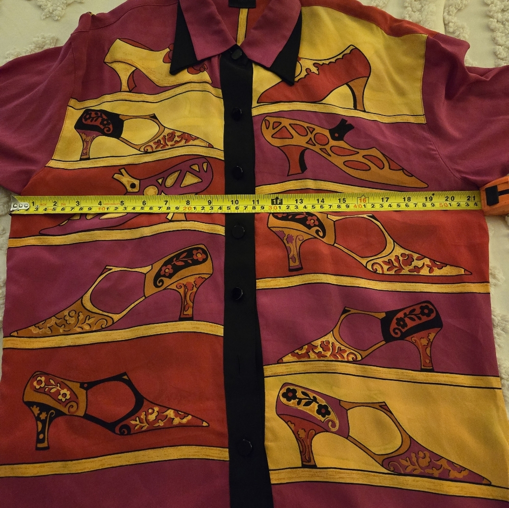 Vintage Escada Button-Up Blouse with Shoe Print. - Picture 5 of 8